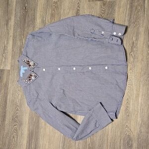 Draper James microcheck button down top sz 6